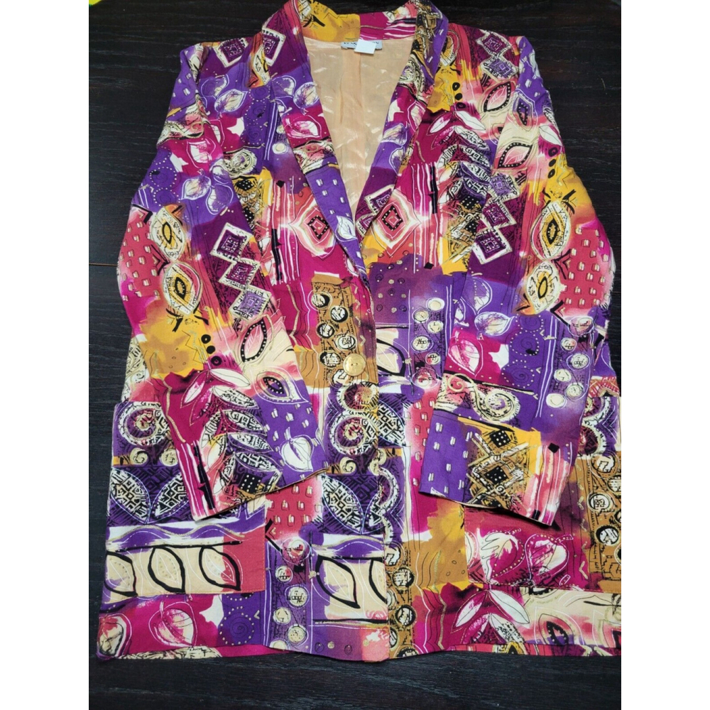 Vintage Kensington Square Blazer Abstract Jacket PM Medium Shoulder Pads